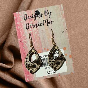 Boho Floral Teardrop Wooden Earrings